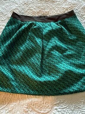 Mossimo Supply Co. Teal Patterned Mini Skirt with Black Waistband